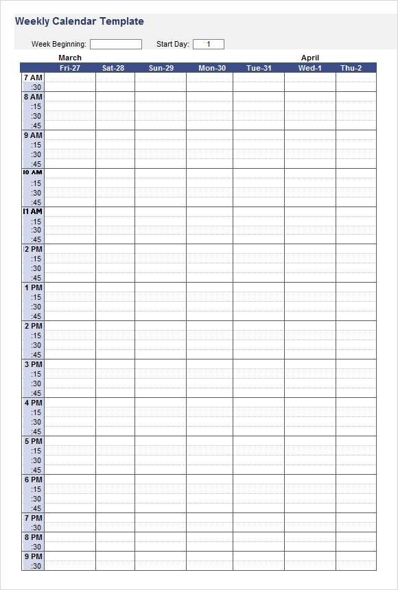 FREE 20 Sample Weekly Calendar Templates In Google Docs Google