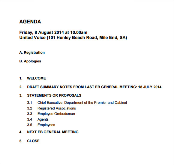 Vendor Meeting Agenda Template