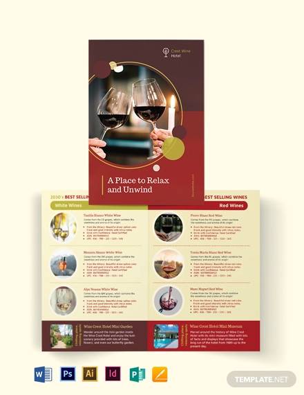 wine country hotel bi fold brochure template