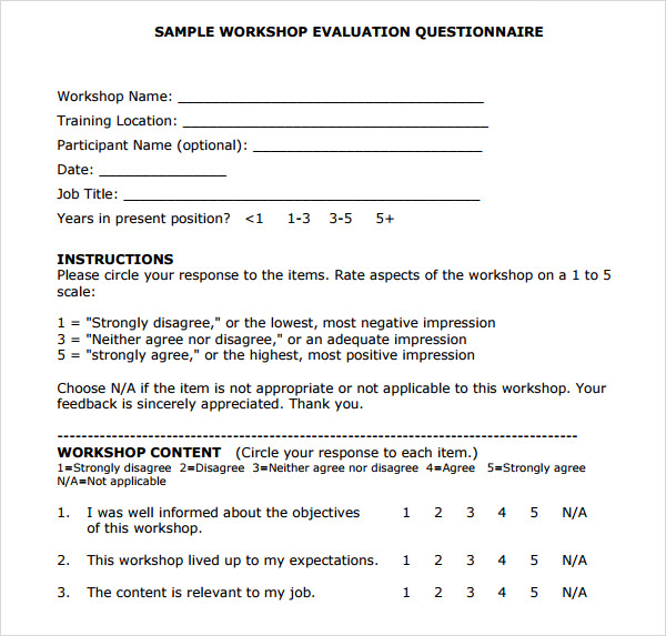 Workshop Survey Template from images.sampletemplates.com