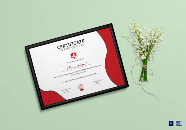 yoga participation certificate template