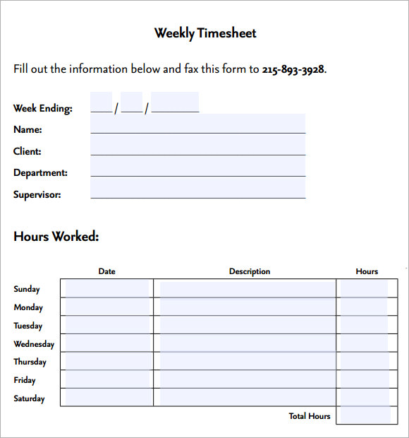 15 sample weekly timesheet templates for free download