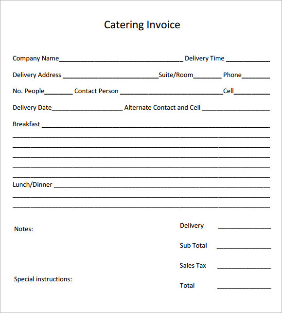 Free Printable Catering Invoice Template Printable Templates