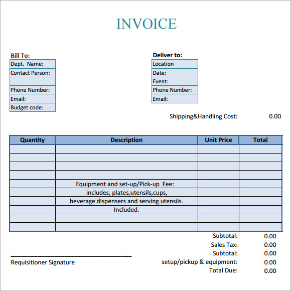 catering invoice form