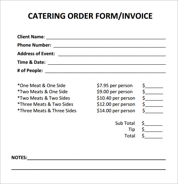 catering invoice format