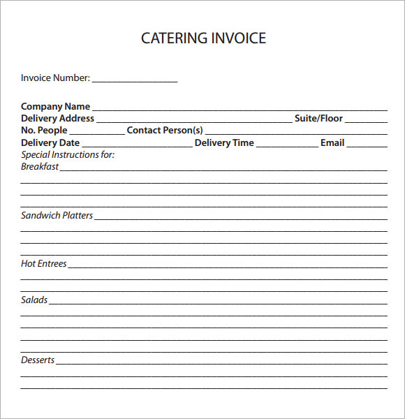 FREE 17+ Catering Invoice Samples in Google Docs Google Sheets