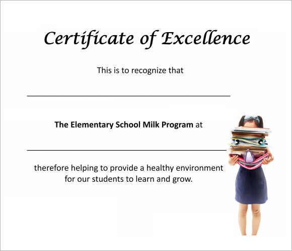 certificate of excellence for students