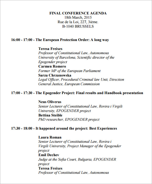 conference agenda format