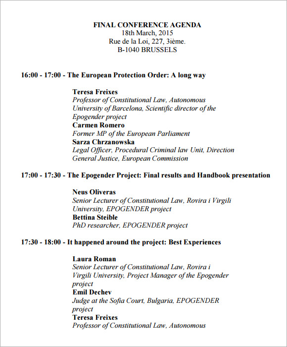 7 Sample Conference Agenda Templates to Download  Sample 