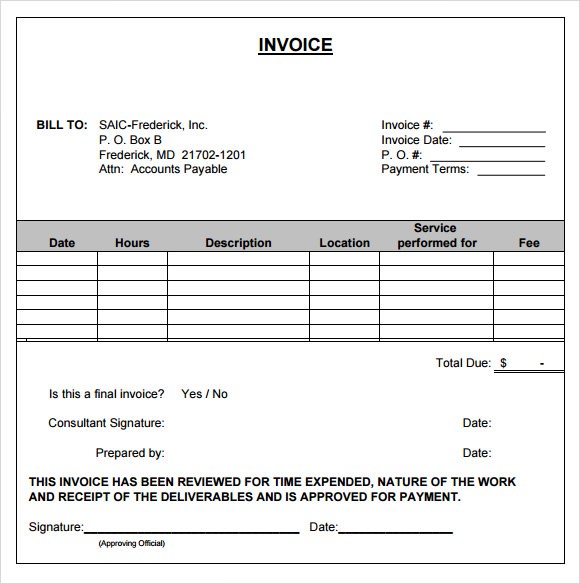 consulting invoice template download