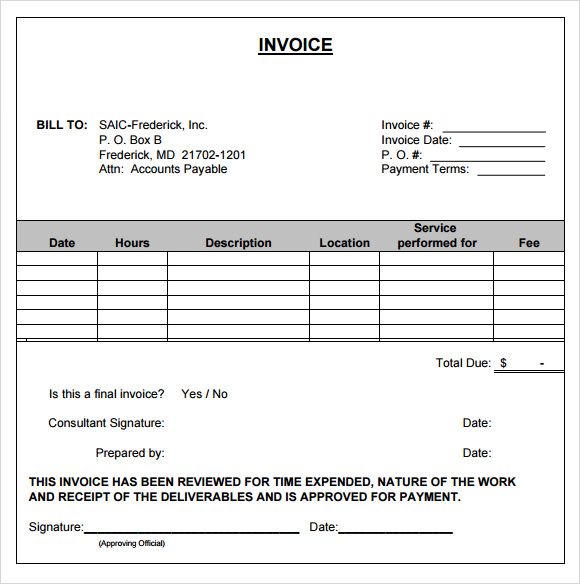 consulting sample invoice