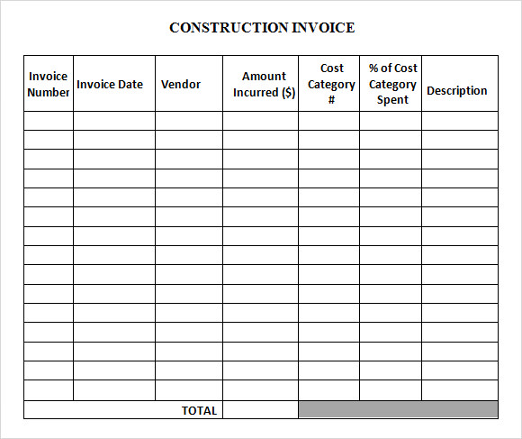 contractor invoice form download