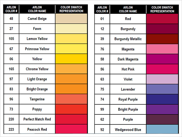 css color chart codes