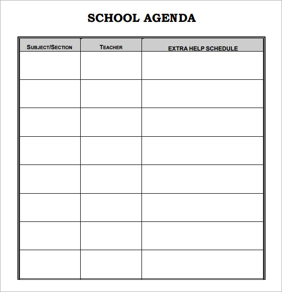 Agenda Template For Students