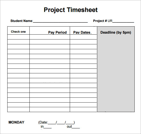 FREE 7+ Sample Project Timesheets in Google Docs | Google Sheets ...