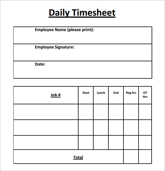 Weekly Printable Daily Time Sheet Pdf