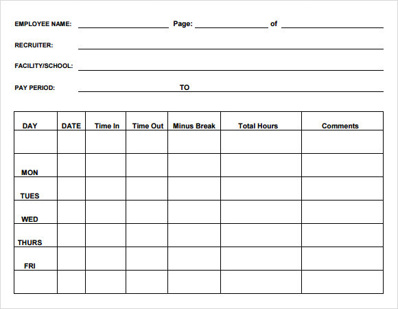 FREE 6 Sample Blank Timesheets In Google Docs