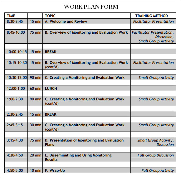 evaluation work plan template