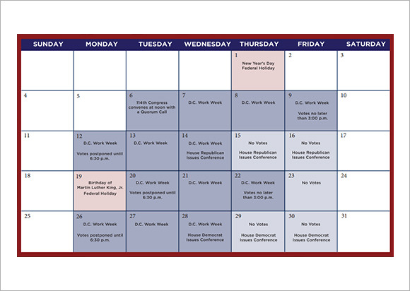 9 Sample Planning Calendar Templates to Download | Sample Templates