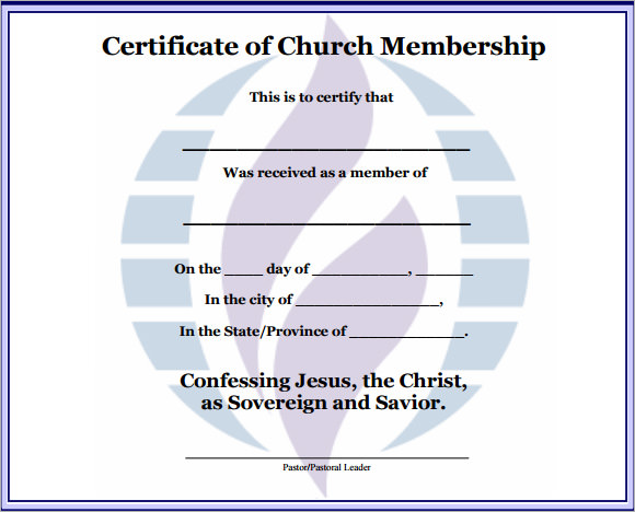 example of church membership certificate