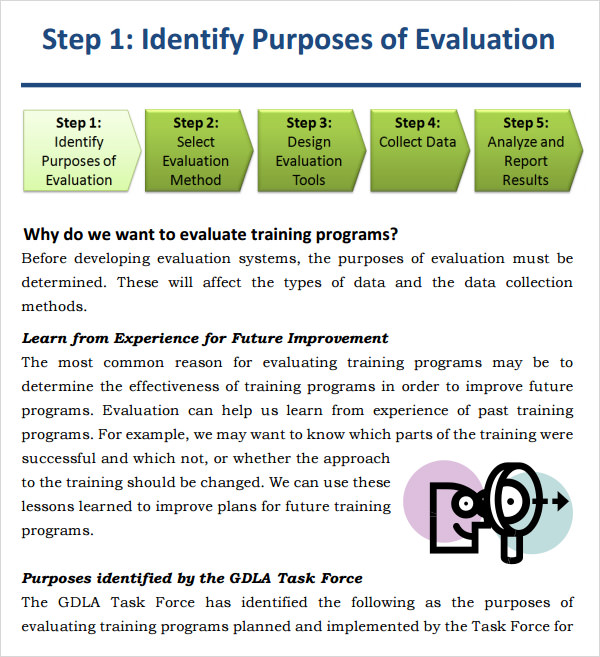 examples of evaluation forms for training