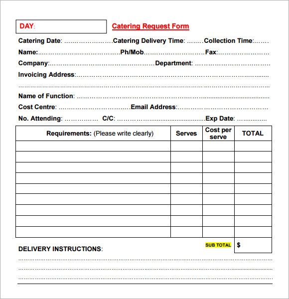 free catering invoice template