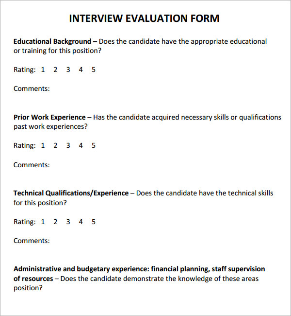 6 Sample Free Interview Evaluation Templates to Download 