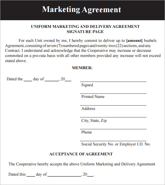 marketing agreement format