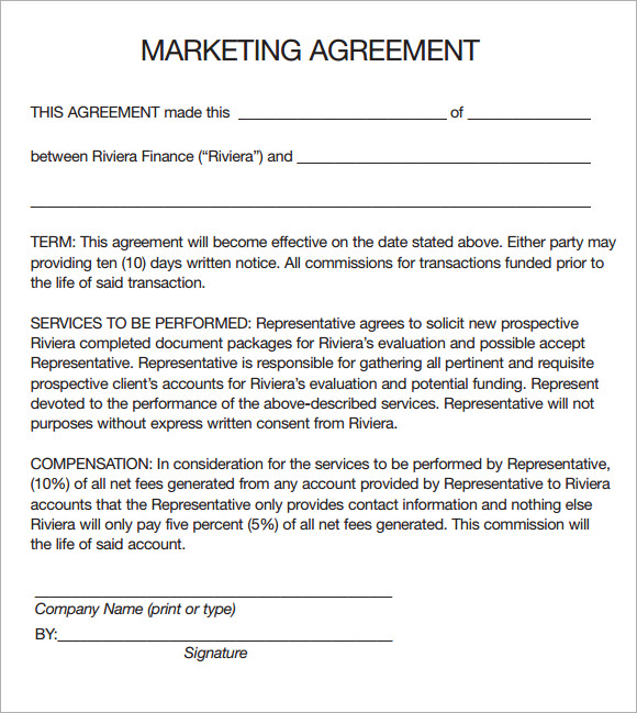 Simple Marketing Agreement Template