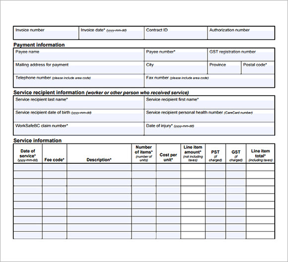medical billing invoice template free
