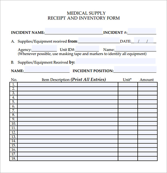 medical receipt template in prntable format