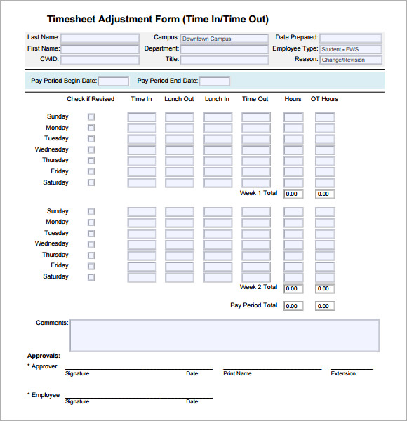 monthly timesheet template