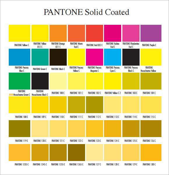 pantone color chart sample