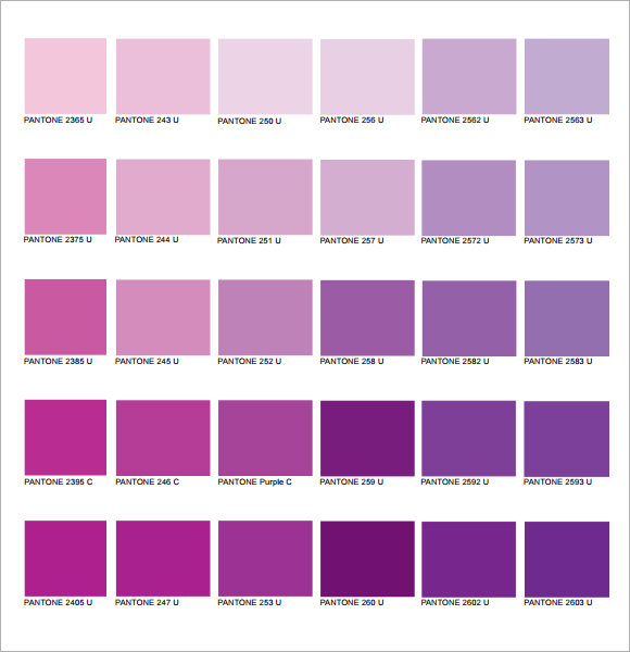 Pink Pms Color Chart