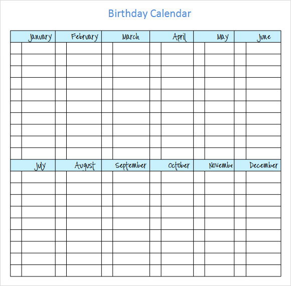 perpetual birthday calendar template