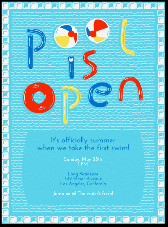 pool party invitation wording