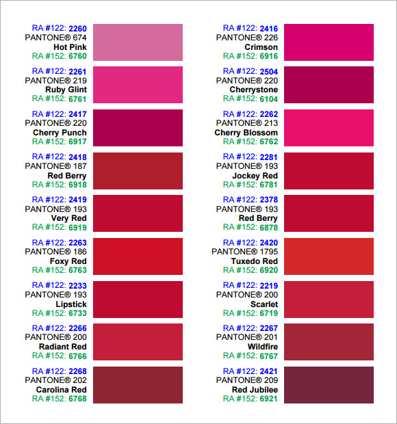 printable pms color chart