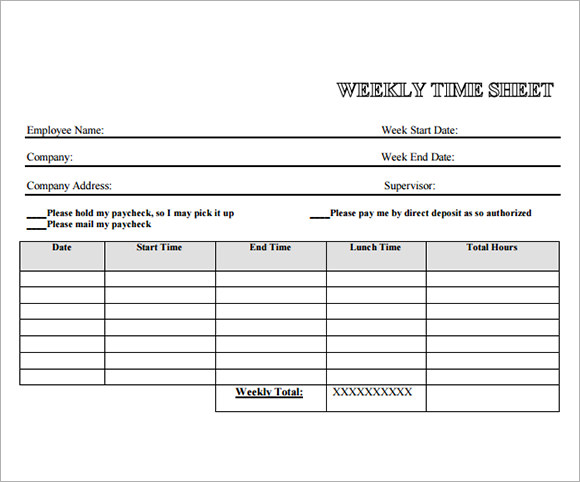 weekly timesheet for 4 employees