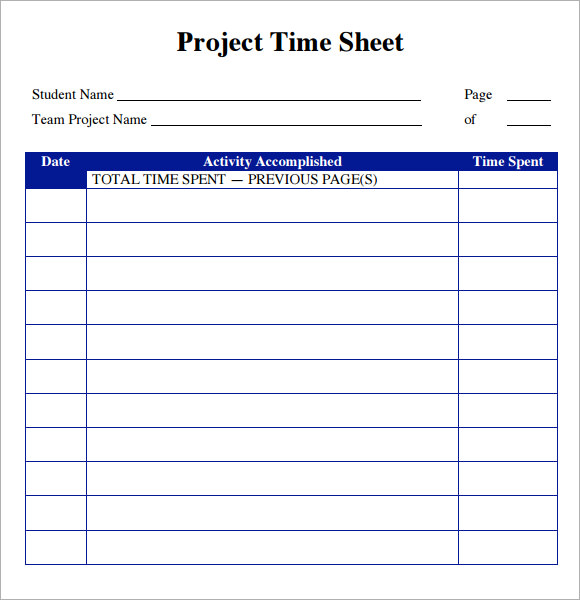 FREE 7+ Sample Project Timesheets in Google Docs Google Sheets