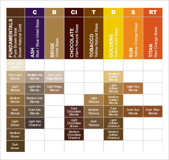 prorituals hair color chart