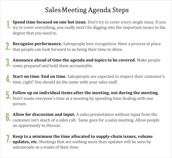 8 Sales Meeting Agenda Templates to Free Download  Sample 