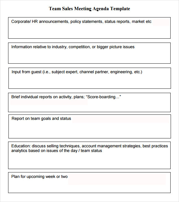 Sales Meeting Agenda Template Word