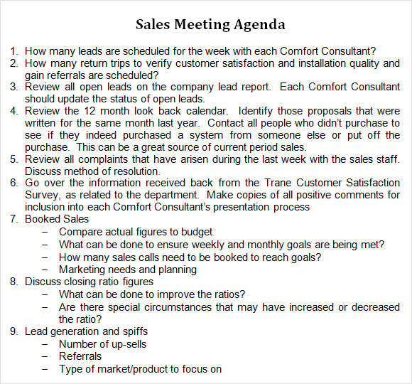 Sales Meeting Agenda Template