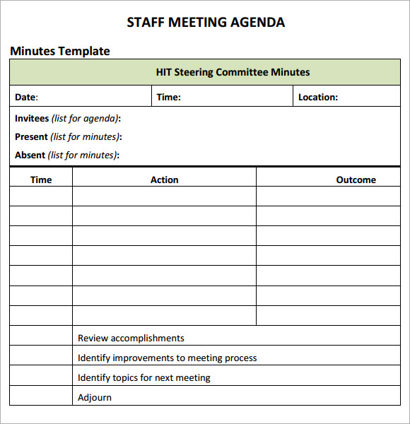 Printable Staff Meeting Agenda Template Customize And Print
