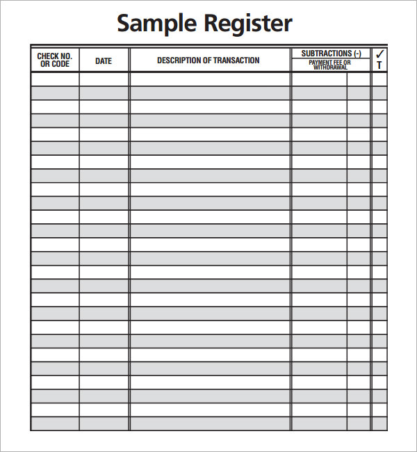 FREE 9+ Sample Check Register Templates in PDF