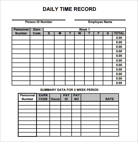 Daily Time Record Template