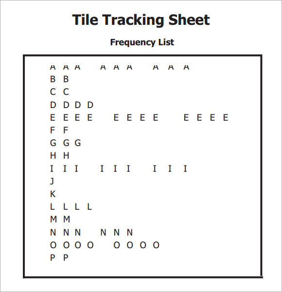 tile tracking sheet