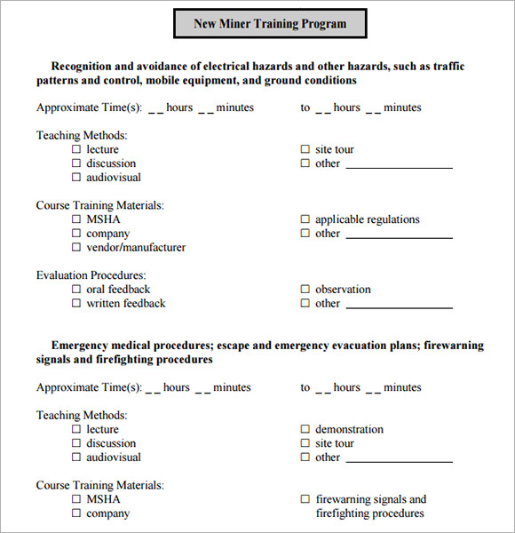 training agenda template