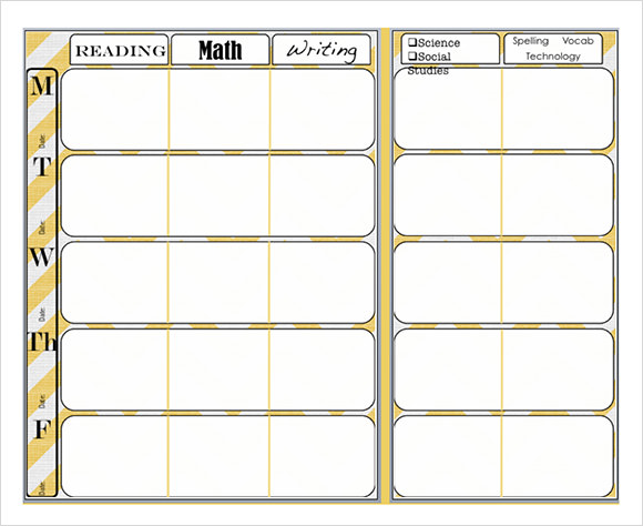 weekly lesson plan template elementary