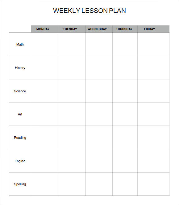 weekly lesson plan template excel